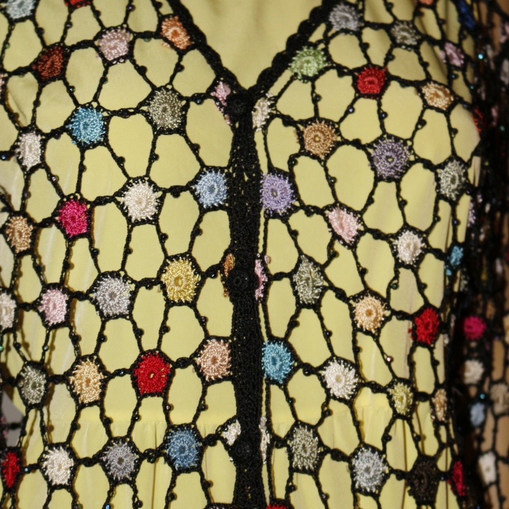 Beaded Crochet Multi-Color Button Front - image 2